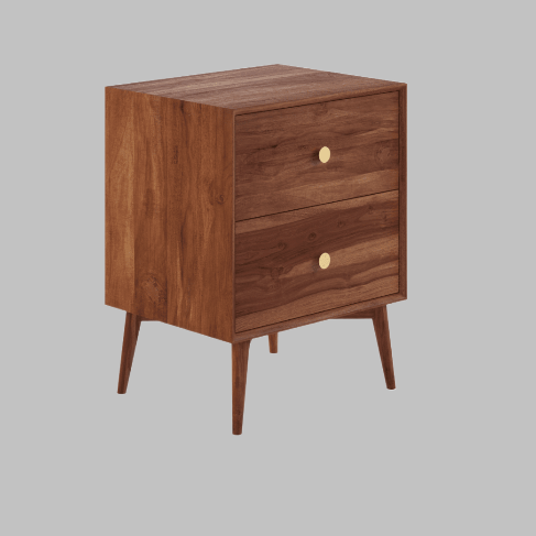 Bedside table with two drawers made of solid acacia wood