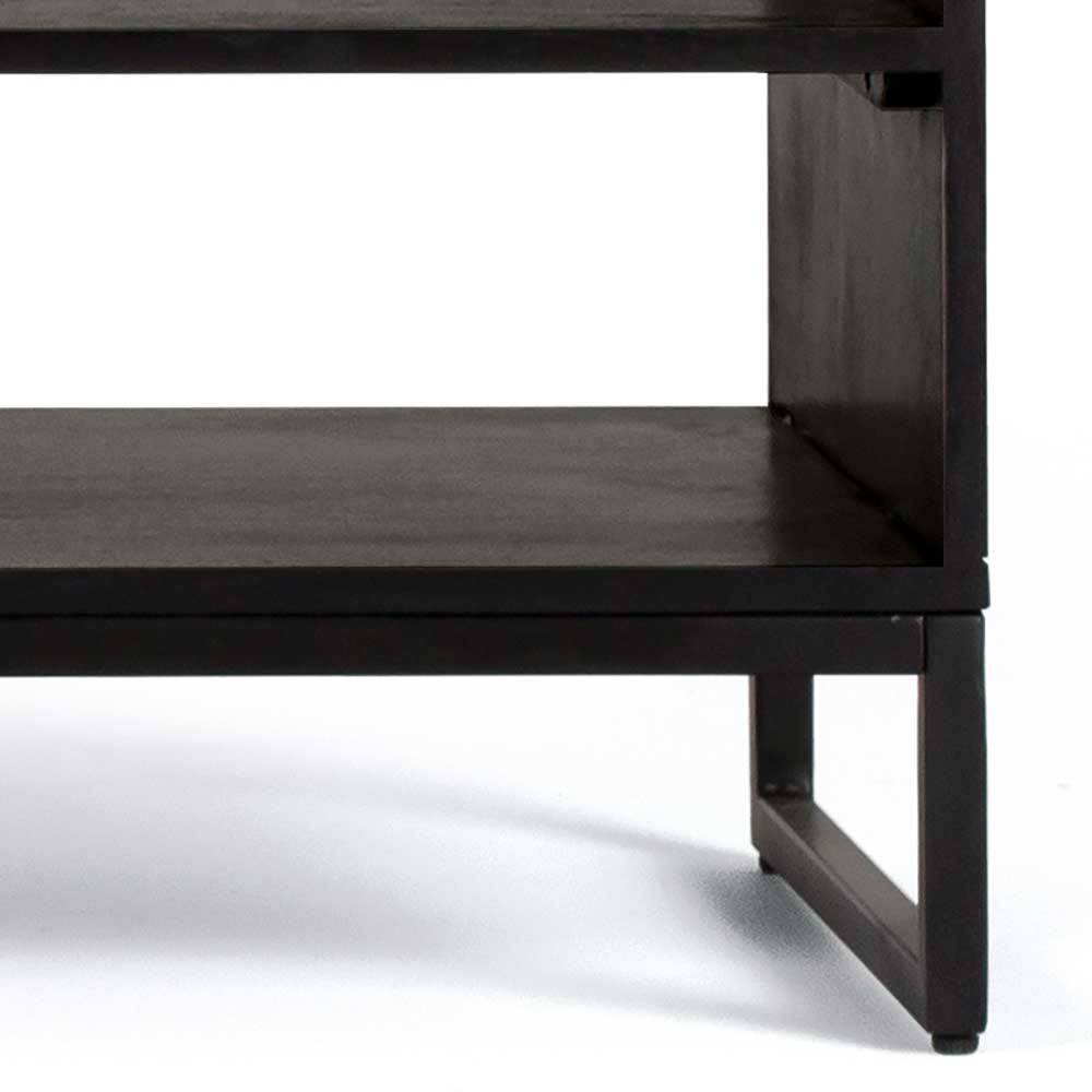 Tv unit with two doors made of solid sheesham wood, engineered wood and metal