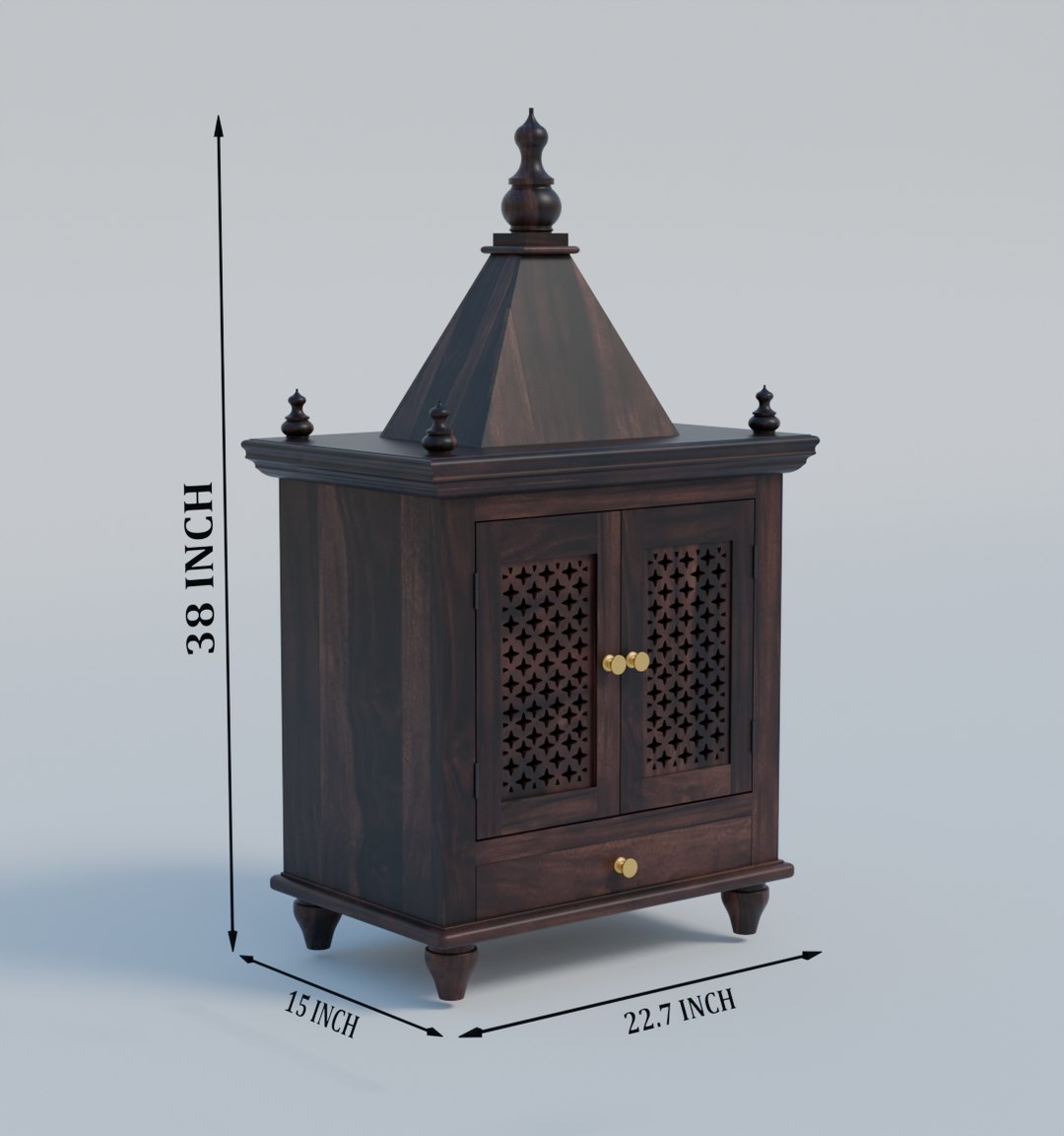 Temple With Single Drawer Made Of Solid Sheesham Wood