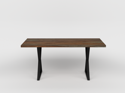 Four seater dining with four chairs made of solid sheesham wood and iron