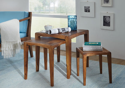 Nesting table (set of three) made of solid sheesham wood