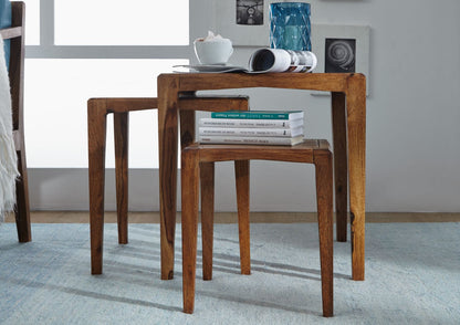 Nesting table (set of three) made of solid sheesham wood