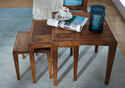 Nesting table (set of three) made of solid sheesham wood