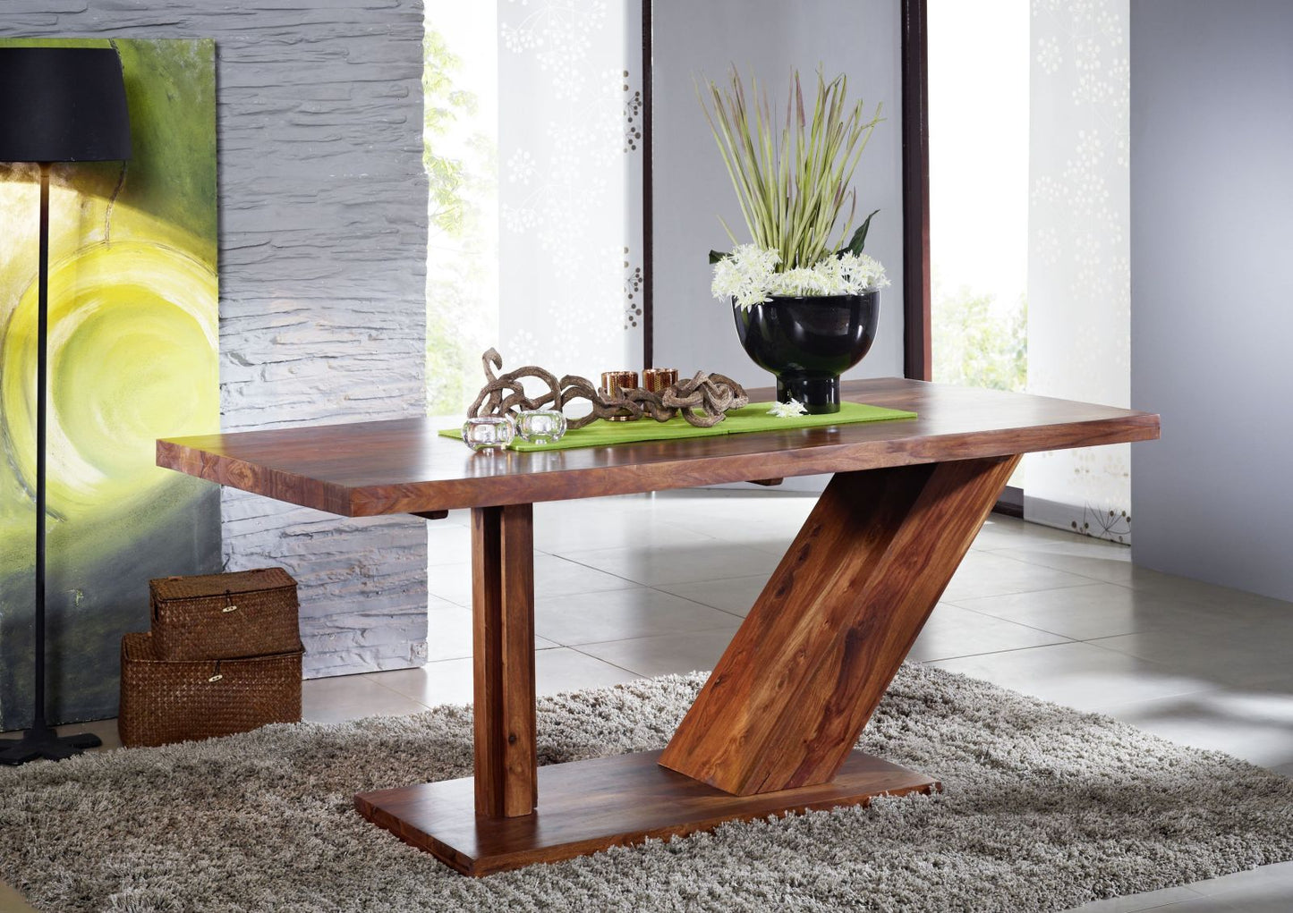 Six seater dining table made of solid sheesham wood