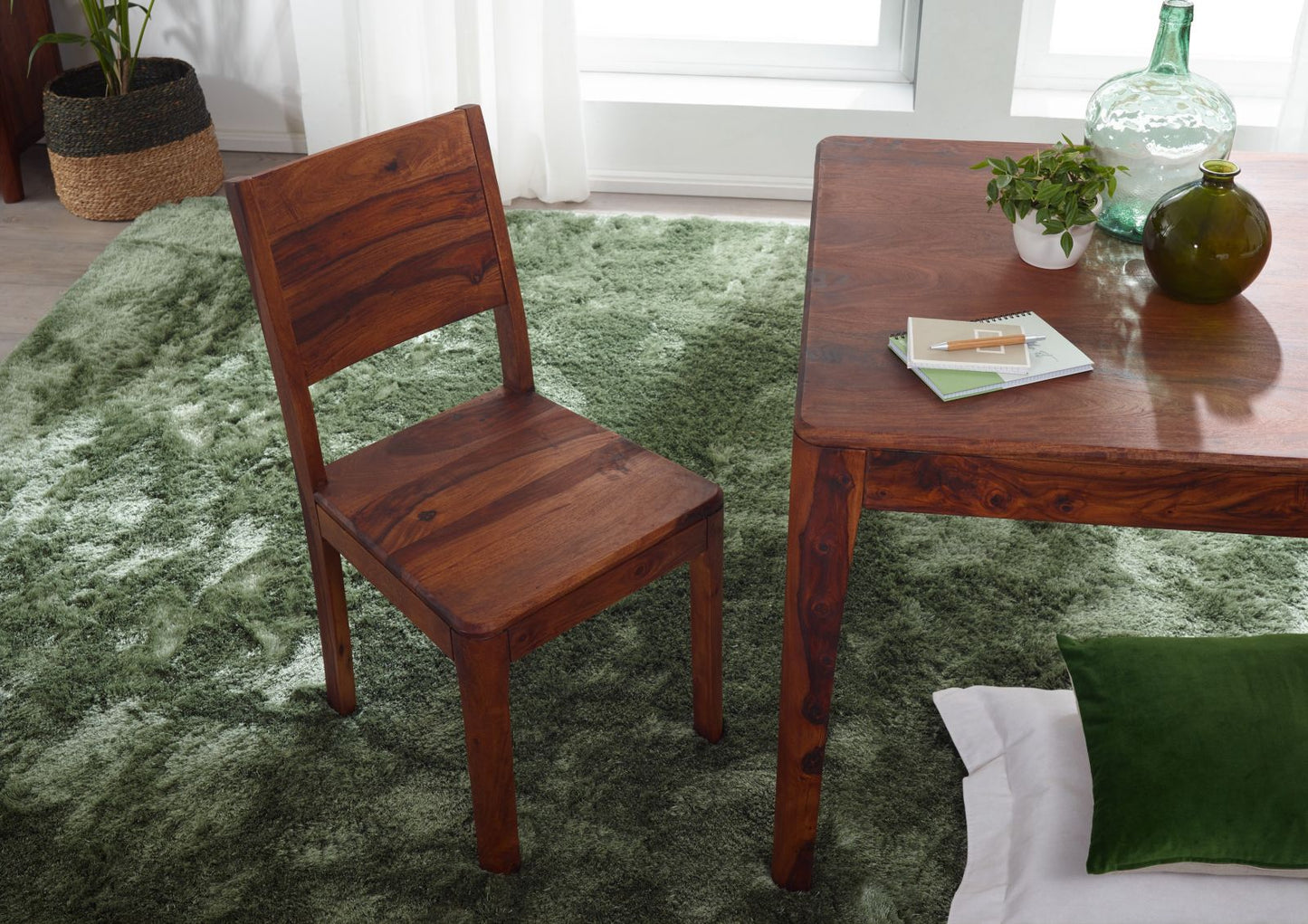 Dining chair (set of two) made of solid sheesham wood
