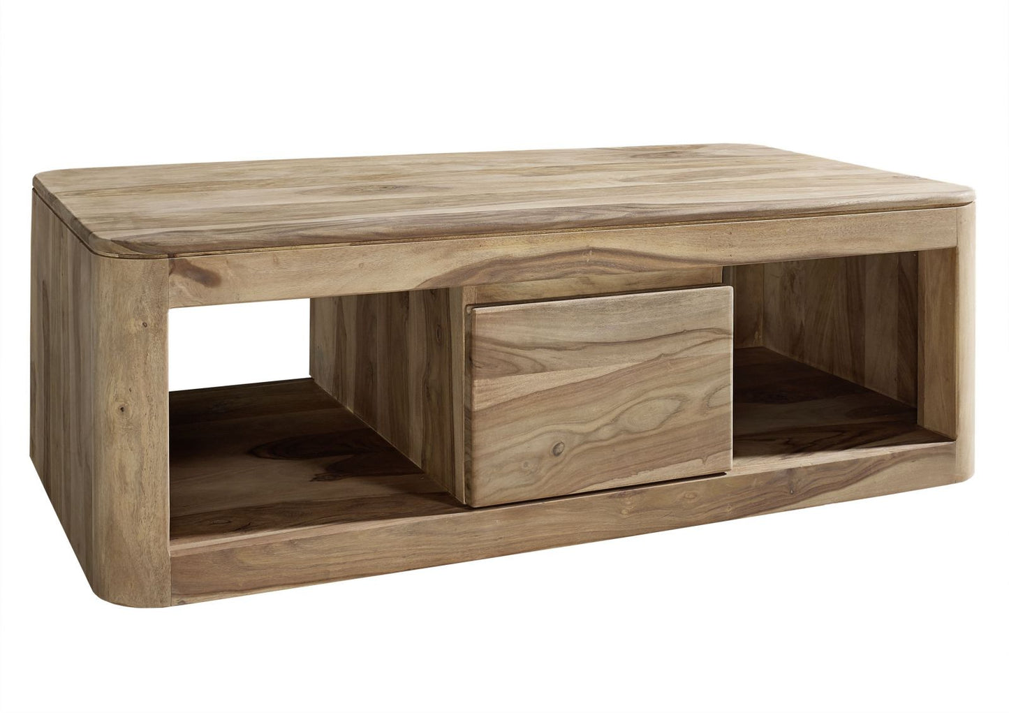 Coffee table with two drawers made of solid sheesham wood
