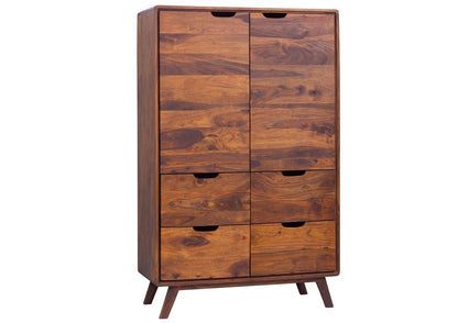 Sideboard with two doors and four drawers made of solid sheesham wood