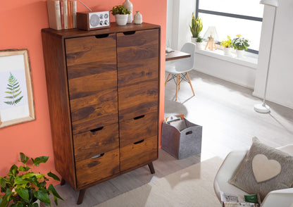Sideboard with two doors and four drawers made of solid sheesham wood