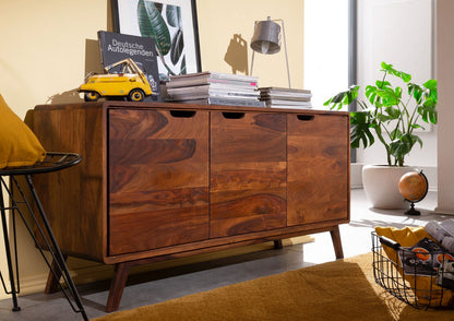 Sideboard with three doors made of solid sheesham wood