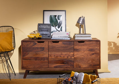 Sideboard with three doors made of solid sheesham wood