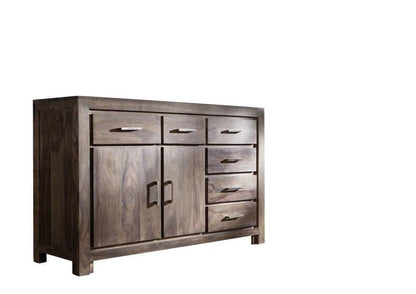 Sideboard with two doors and six drawers made of solid sheesham wood