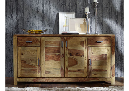 Sideboard with four doors and two drawers made of solid sheesham wood