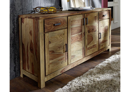 Sideboard with four doors and two drawers made of solid sheesham wood