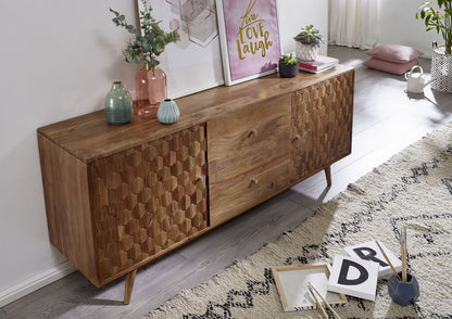 Sideboard with two doors and two drawers made of solid acacia wood
