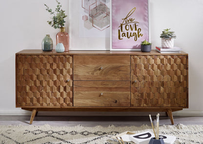 Sideboard with two doors and two drawers made of solid acacia wood