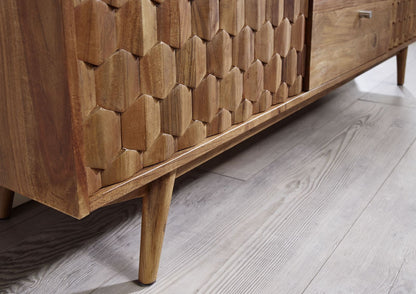 Sideboard with two doors and two drawers made of solid acacia wood