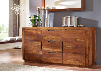 Sideboard with two doors and three drawers made of solid sheesham wood