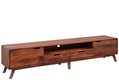 TV unit with two doors and two drawers made of solid sheesham wood