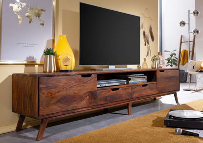 TV unit with two doors and two drawers made of solid sheesham wood
