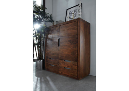 Sideboard with two doors and four drawers made of solid sheesham wood