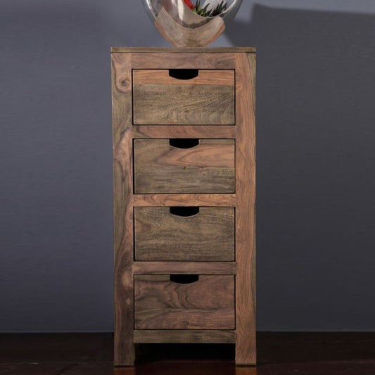 Chest of drawers with four drawers made of solid sheesham wood