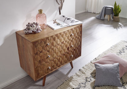 Three drawers chest made of Solid acacia wood