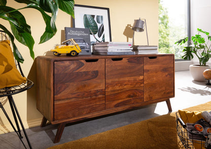 Sideboard with three doors made of solid sheesham wood
