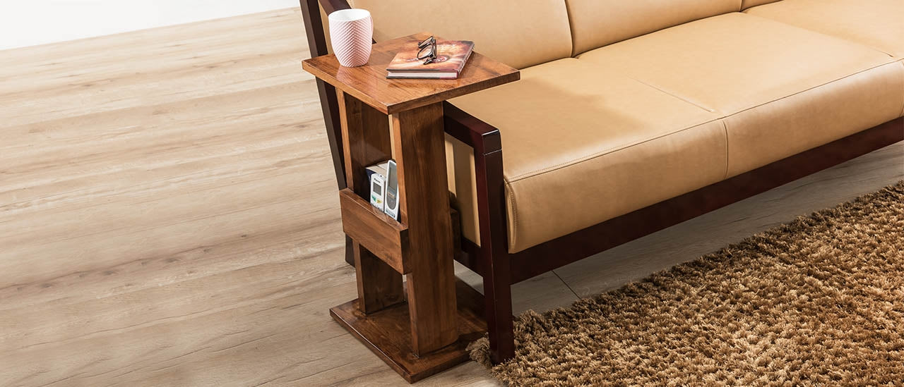 Side table made of solid acacia wood
