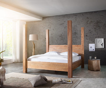 King bed made of solid acacia wood