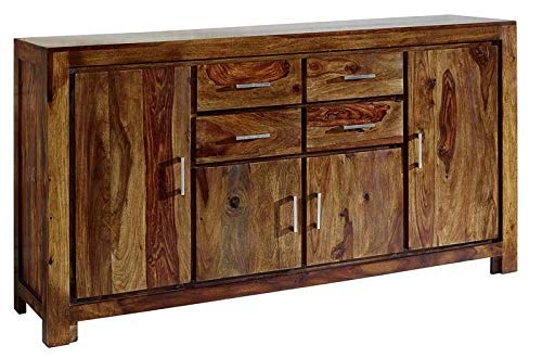 Sideboard with four doors and four drawers made of solid sheesham wood