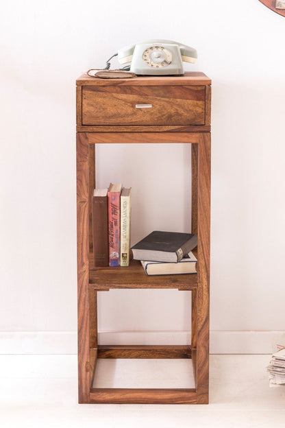 Side table (suitable as telephone table) with single drawer made of solid sheesham wood
