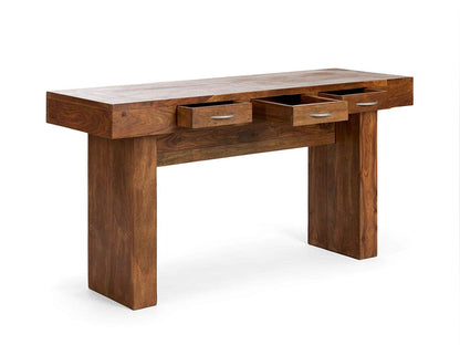 Console table with three drawers made of solid sheesham wood
