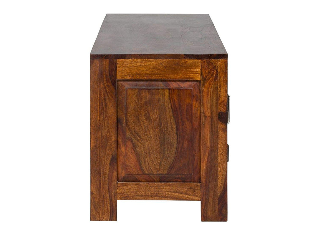 TV unit with two doors and two drawers made of solid sheesham wood