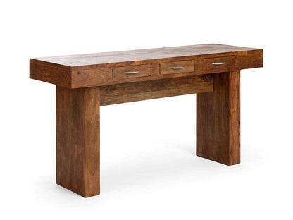 Console table with three drawers made of solid sheesham wood