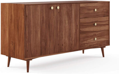 Sideboard with two doors and three drawers made of solid acacia wood