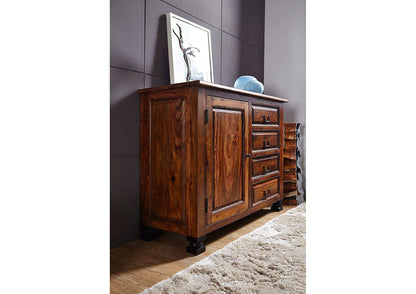 Sideboard single door and four drawers made of solid sheesham wood