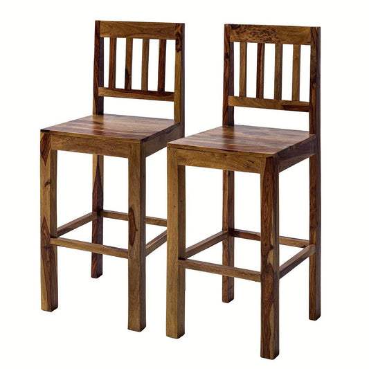 Bar chair (set of two) made of solid sheesham wood