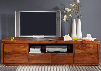 TV unit with two doors and two drawers made of solid sheesham wood