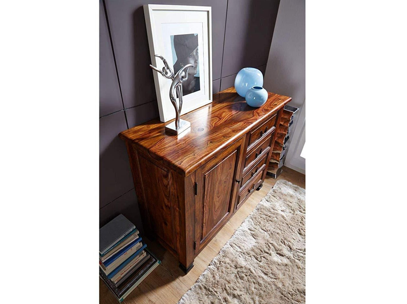 Sideboard single door and four drawers made of solid sheesham wood