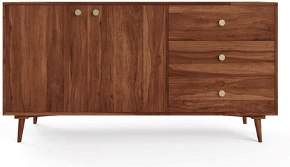 Sideboard with two doors and three drawers made of solid acacia wood