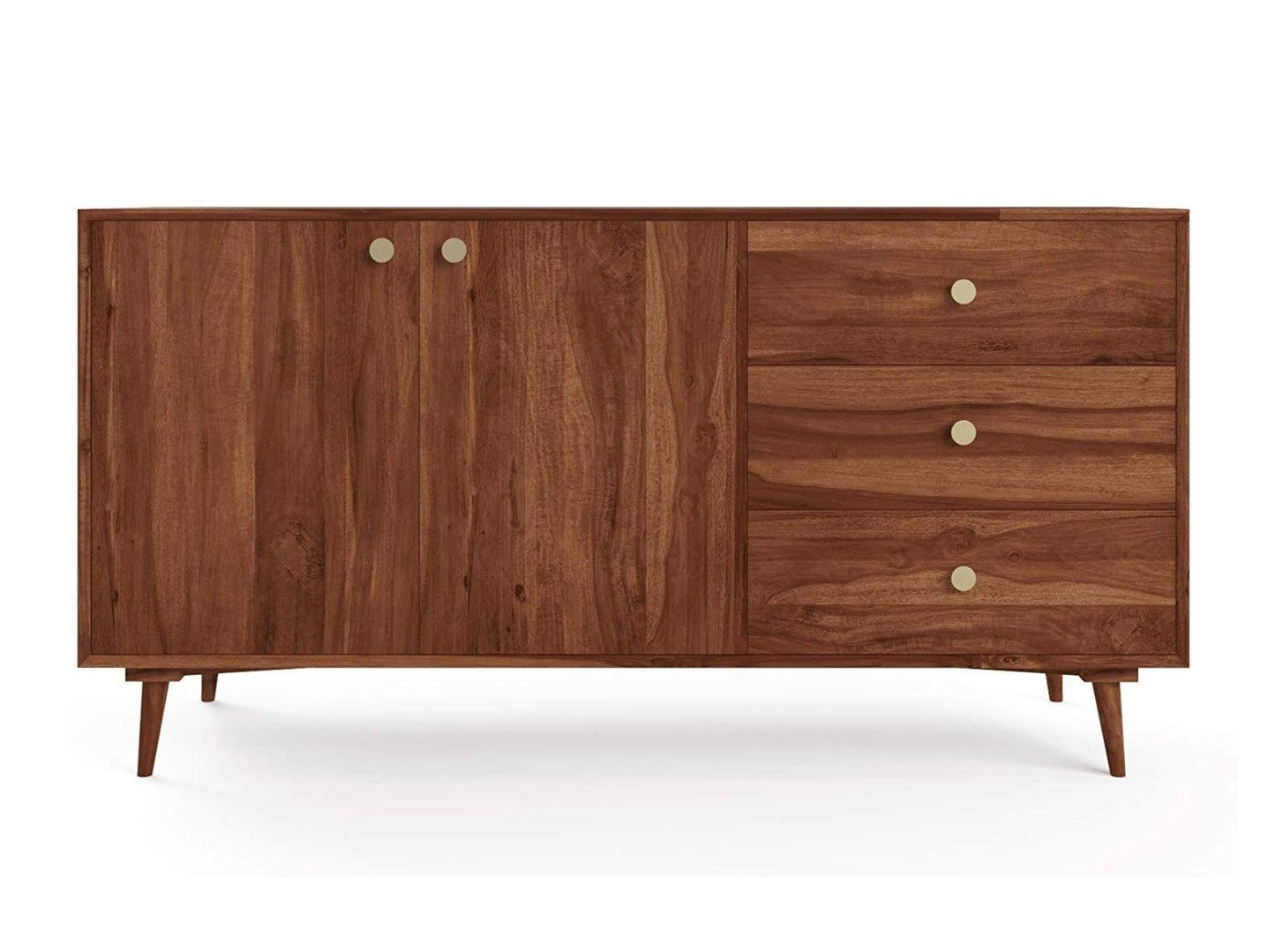 Sideboard with two doors and three drawers made of solid acacia wood
