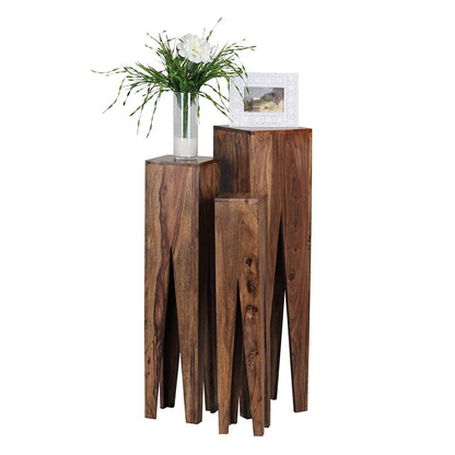 Nesting table (set of three) made of solid sheesham wood