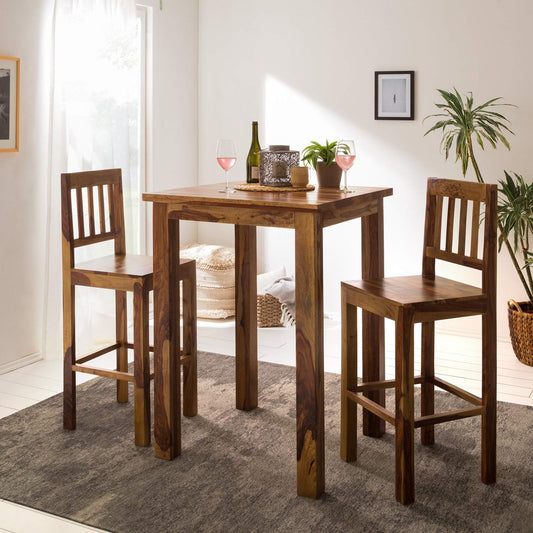 Bar table set with two chairs made of solid sheesham wood