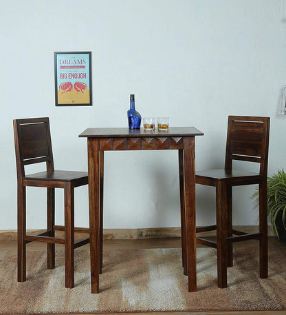 Bar table set with two chairs made of solid sheesham wood