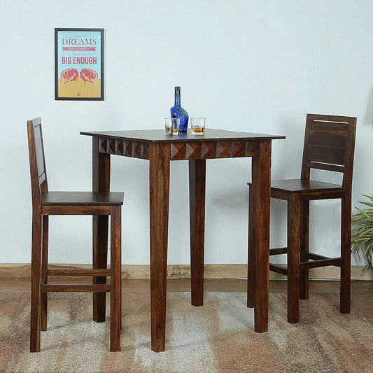 Bar table set with two chairs made of solid sheesham wood