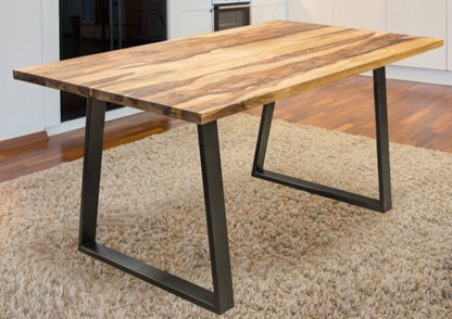 Eight seater dining table made of solid sheesham wood and iron
