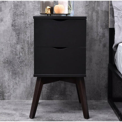Bedside table with two drawers made of solid mango wood