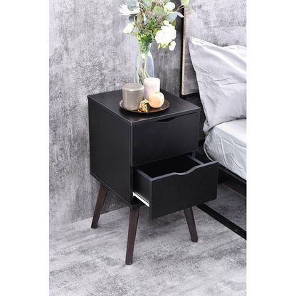 Bedside table with two drawers made of solid mango wood