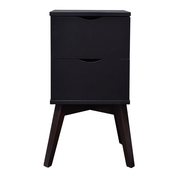 Bedside table with two drawers made of solid mango wood