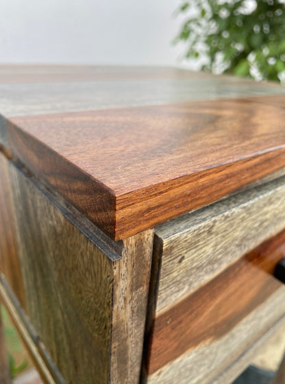 Side table with single drawer made of solid sheesham wood